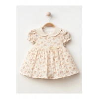 Yaka Detaylı Çiçekli Kız Bebe Elbise