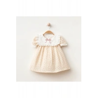 Fiyonk Desenli Kız Bebe Elbise