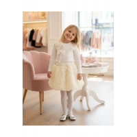 Ayla I Tüllü Etekli Özel Tasarım Gül Detaylı Kız Çocuk Kombini- 2/3/4/5 Yaş