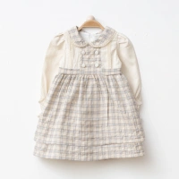 Düğme Detaylı Kareli Kız Çocuk Elbise