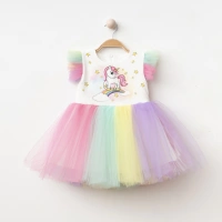 Unicorn Baskılı Kız Abiye
