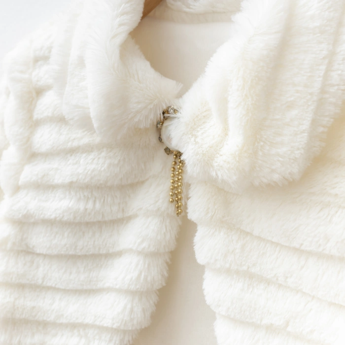 Çizgili Kumaş Peluş Bolero
