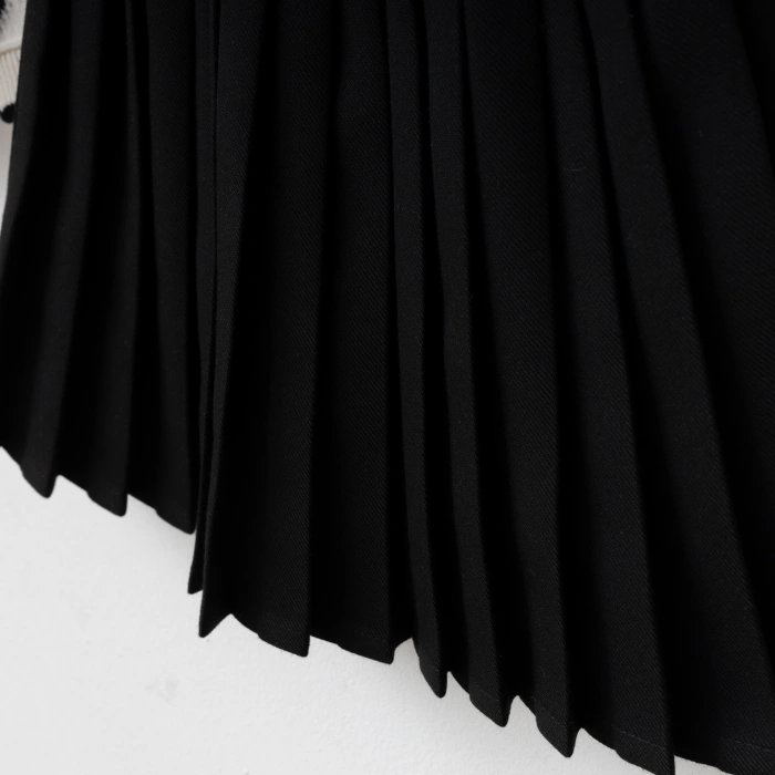 My Lusa Baby Gökçe Kız Çocuk Kalpli Triko Hırka, Pamuklu Gömlek ve Pileli Etek Takımı | 2-5 Yaş |