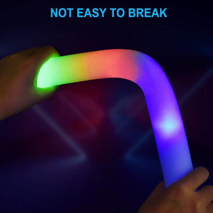 Led Işıklı ( 6 Adet ) 3 Modlu Kauçuk Işıklı Sünger Parti Çubuk Sopa - 46 Cm