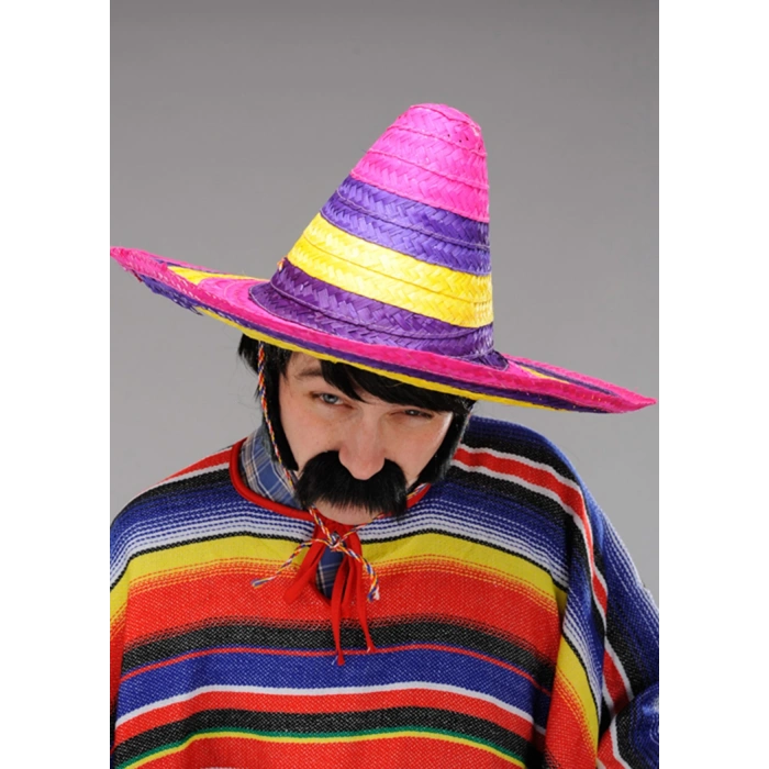Sombrero Meksika Şapkası Renkli Örme Hasır Yetişkin Boy