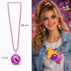 Retro Disko Topu Şekilli 8039ler 9039lar Fuşya Pembe Renk Plastik Kolye