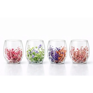 Çift Camlı Çiçekli Bardak Alk4471