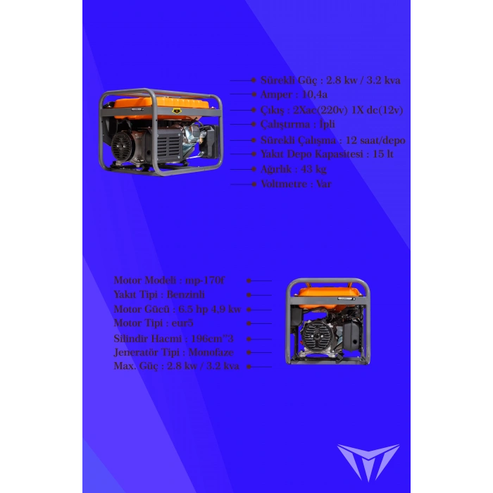 MEGASAN POWER BENZİNLİ JENERATÖR MPJ-4000