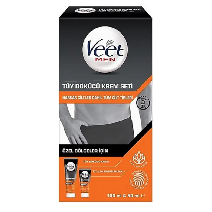 Veet Men Özel Bölgeler İçin Krem & Balsam Tüy Dökücü Krem Seti 100 + 50 ml