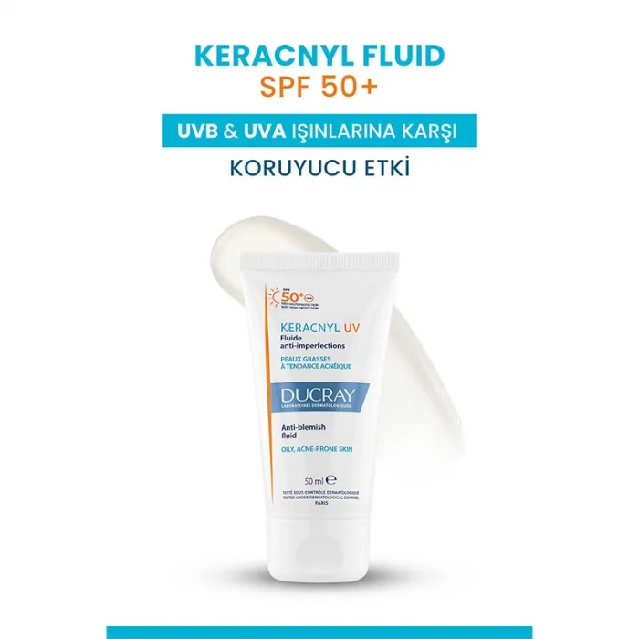 Ducray Keracnyl UV SPF50+ Yağlı Ciltler İçin Güneş Koruyucu 50 ml