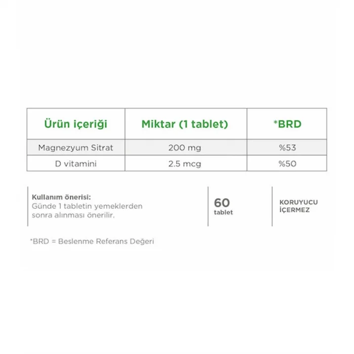 Dynavit Magnesium Citrate 200 mg & Vitamin D 60 Tablet