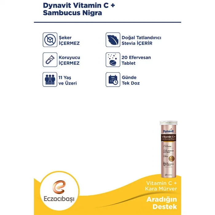 Dynavit Vitamin C Sambucus Nigra Çinko 15 Efervesan Tablet