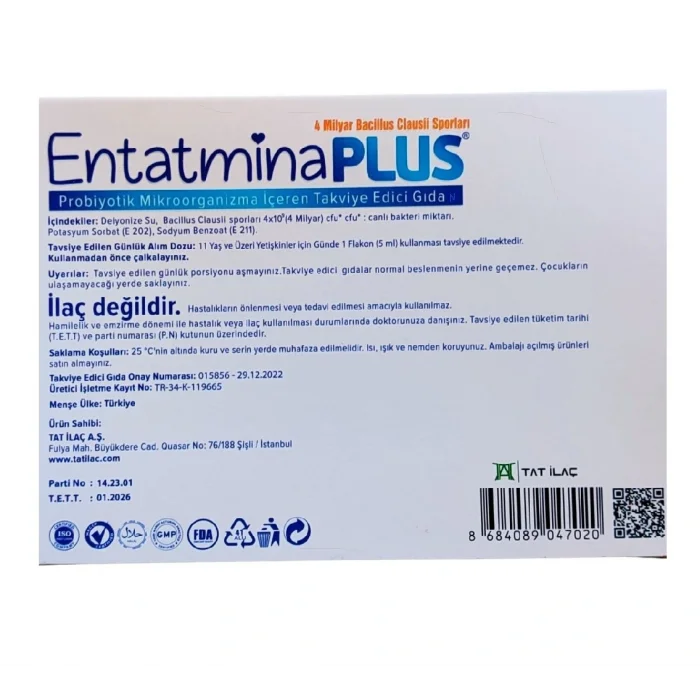 Entatmina Plus Yetişkinler İçin Probiyotik 10 Flakon