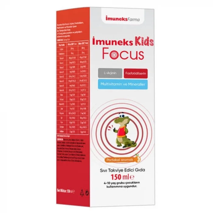 İmuneks Kids Focus Portakal Aromalı Sıvı Takviye Edici Gıda 150 ml