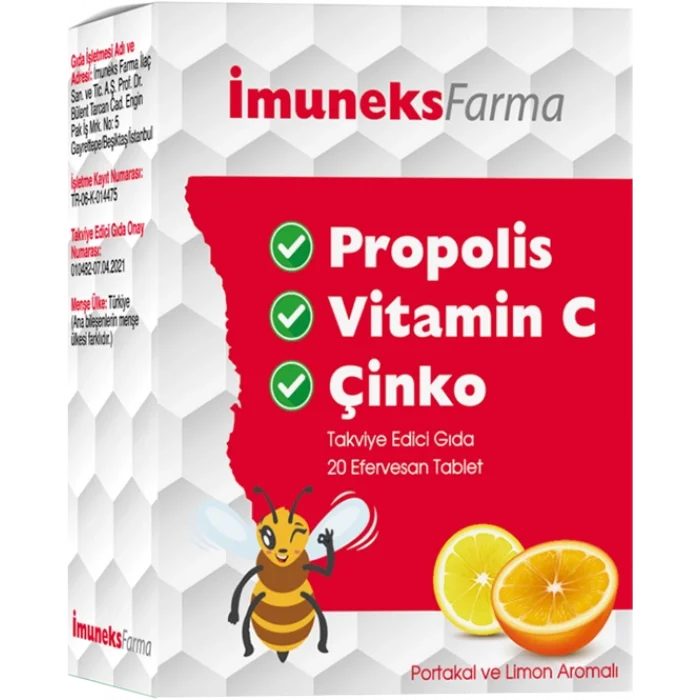 Imuneks Propolis Vitamin C Çinko 20 Efervesan Tablet