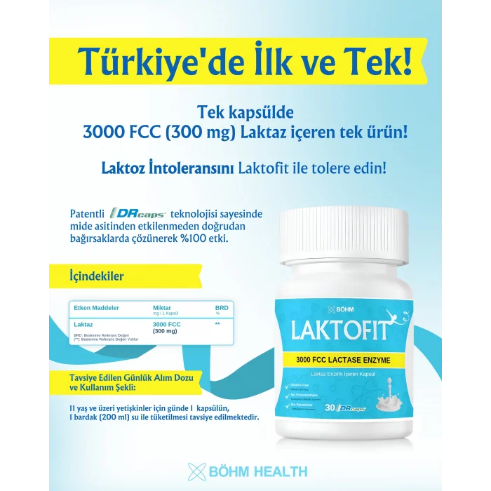 Laktofit Laktaz Enzim 300 mg 30 Kapsül