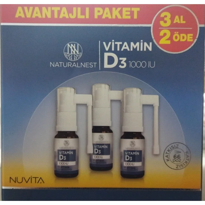 NaturalNest Vitamin D3 1000 IU 3x10 ml Sprey