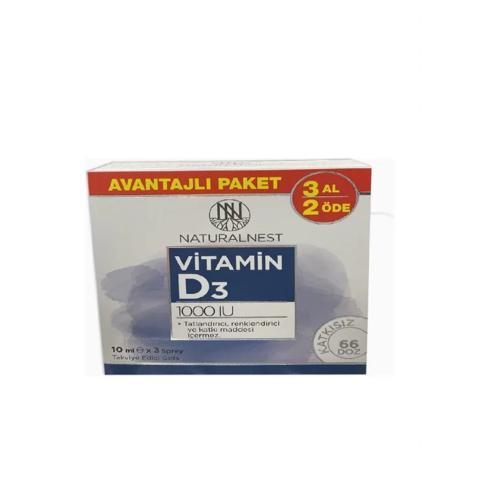 NaturalNest Vitamin D3 1000 IU 3x10 ml Sprey