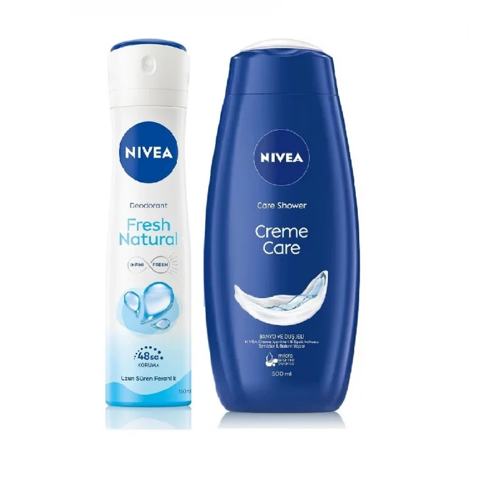 NIVEA Fresh Natural Kadın Deodorant Sprey 150 ml + Creme Care Duş Jeli 250 ml