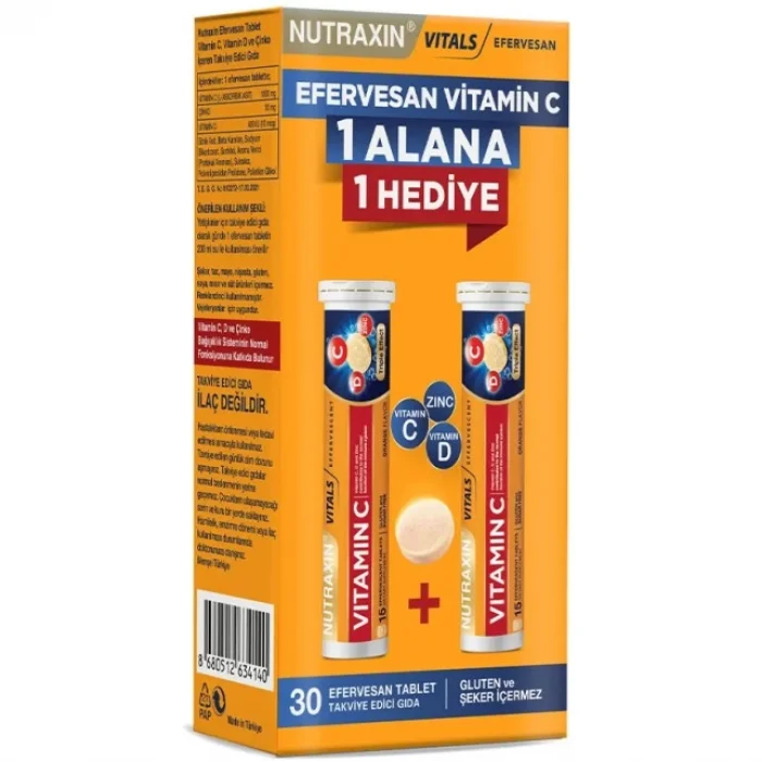 Nutraxin Vitamin C-D-Zinc 2x15 Efervesan Tablet