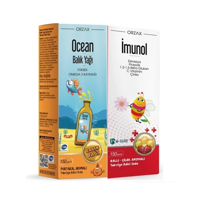 Ocean Balık Yağı Şurup Portakal Aromalı 150ML+ Ocean Imunol Şurup 150ML