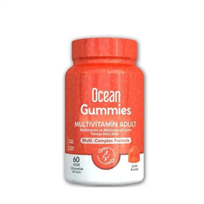 Ocean Gummies Multivitamin Adult Şeftali Aromalı 60 Çiğnenebilir Tablet