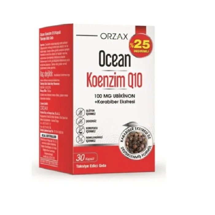 OCEAN KOENZİM Q10 + KARABİBER EKSTRESİ 30 KAPSÜL - %25 İNDİRİMLİ