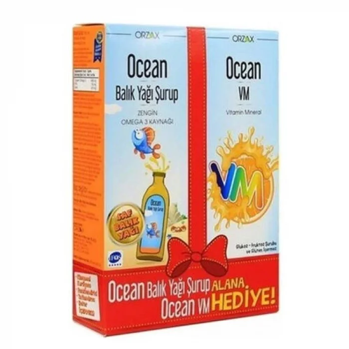 Orzax Ocean Saf Balık Yağı 150 ml Şurup + VM Portakal Aromalı 150 ml Şurup