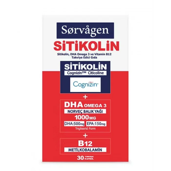 Sorvagen Sitikolin DHA Omega 3 ve B12 30 Kapsül