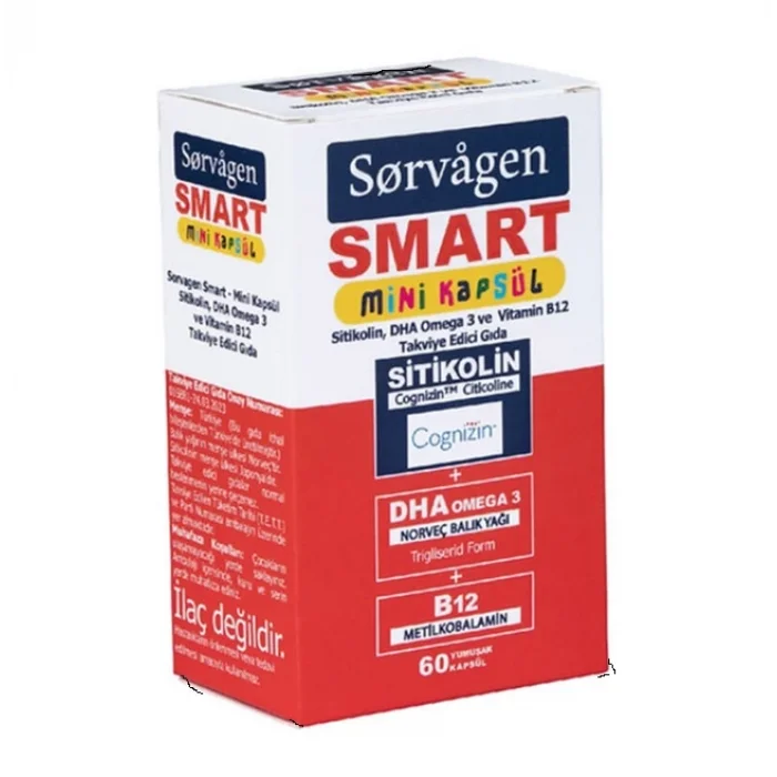 Sorvagen Smart Mini Sitikolin Omega-3 B12 60 Kapsül