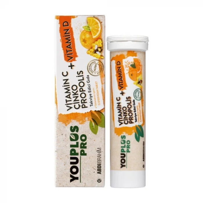 YOUPLUS PRO Vitamin C Çinko Propolis Takviye Edici Gıda 15 Tablet