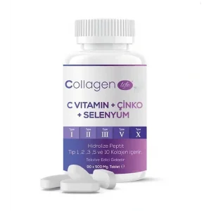 Collagen Life 5 Tip Kolajen Tip 1, Tip 2, Tip 3, Tip 5,tip 10, (Selenyum, C Vitamini Ve Çinko) 90 Tablet