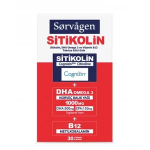 Sorvagen Sitikolin DHA Omega 3 ve B12 30 Kapsül