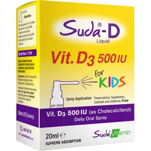 Suda-D Vitamin D3 500Iu Çocuklar Için Günlük Oral Sprey 20 Ml