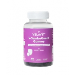 Velavit V-SambuGuard Gummy - Kara Mürver, Vitamin B12 İçeren Takviye Edici Gıda 60 Kapsül