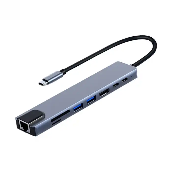 FRISBY FA-7682C Type-C - 8 in1 RJ45+TF/SD+HDMI+USB*2+Type-C+PD
