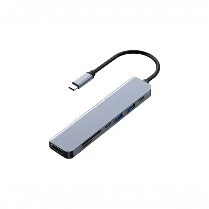 FRISBY FA-7684C Type-C - 7 in1 USB-C+HDMI+SD/TF+USB3.0+PD+USB-C