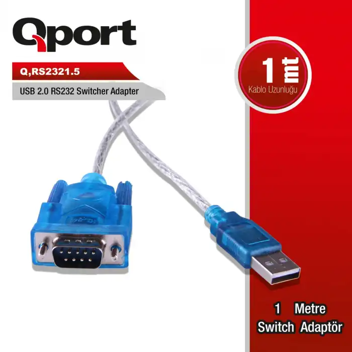 QPORT 1.5M USB2.0 TO RS232 & PARELEL ÇEVİRİCİ KABLO (Q-RS2321.5)