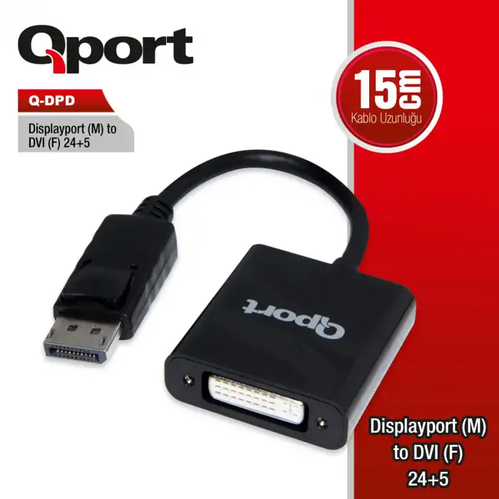 QPORT DISPLAY(M) TO DVI(F) 24+5 ÇEVİRİCİ (Q-DPD)