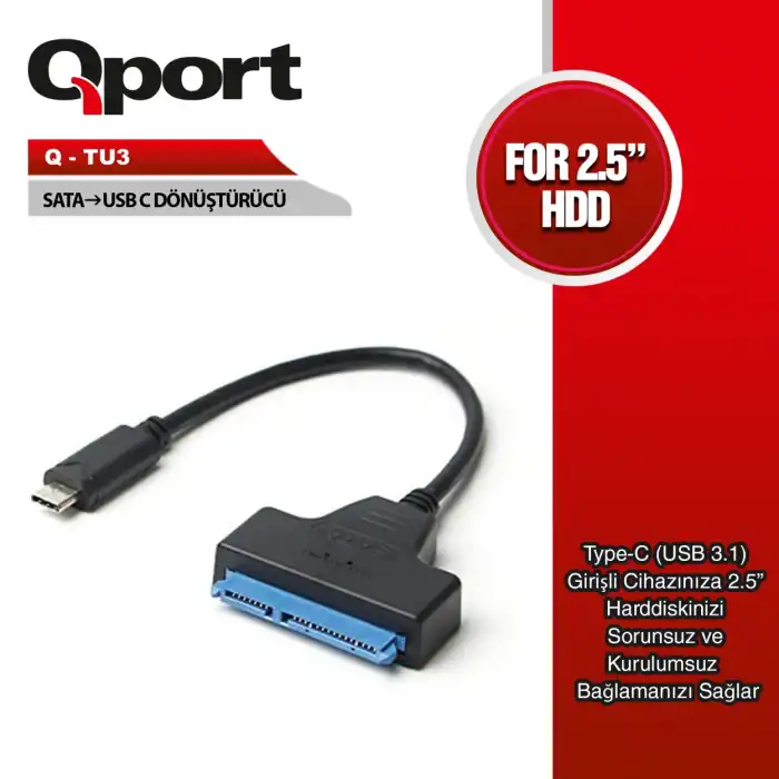 QPORT TYPE-C TO SATA ÇEVİRİCİ (Q-TU3)