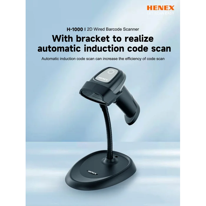 HENEX H1100 2D Kablolu Barkod Okuyucu ve Stand