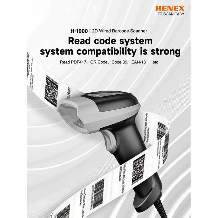 HENEX H1100 2D Kablolu Barkod Okuyucu ve Stand
