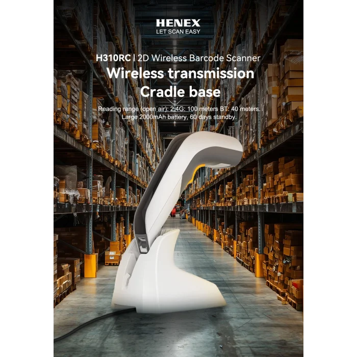 HENEX H310RC 2D Kablosuz Bluetooth Barkod Okuyucu ve Şarj Cradle