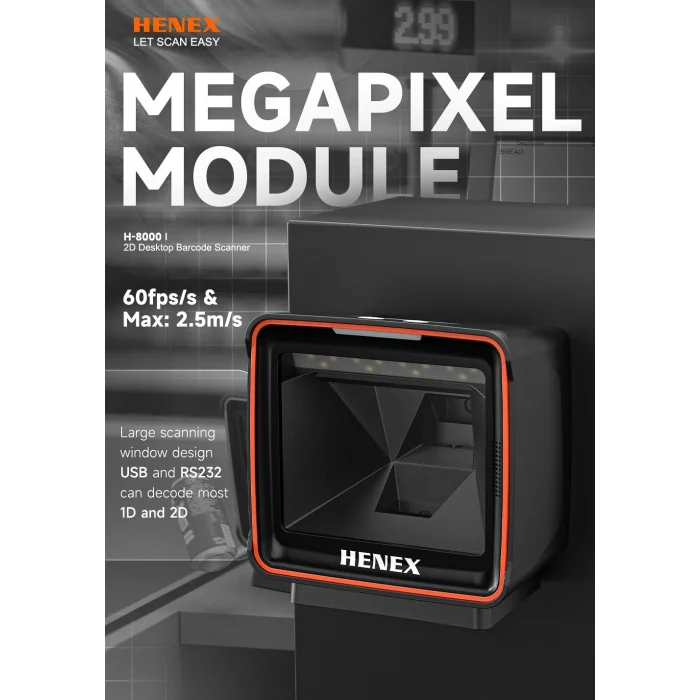 HENEX H8000 2D Masaüstü Çok Yönlü Barkod Okuyucu