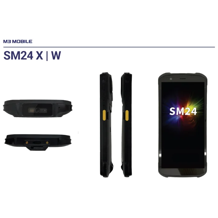 M3 MOBILE SM24W Android El Terminali Wi-Fi 6E BT 5.3 NFC, 8GB/128GB, CM60E 2D Okuyucu