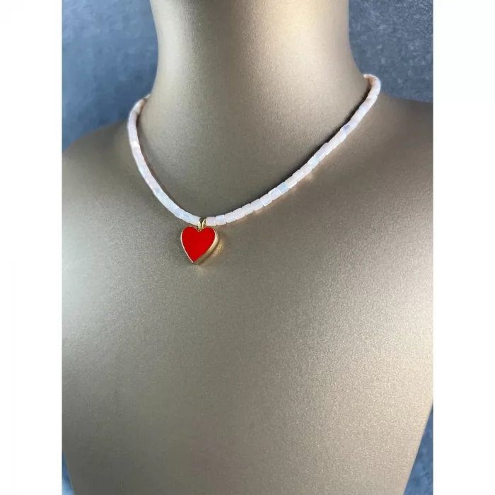 Sedef Kalp Uçlu Kolye