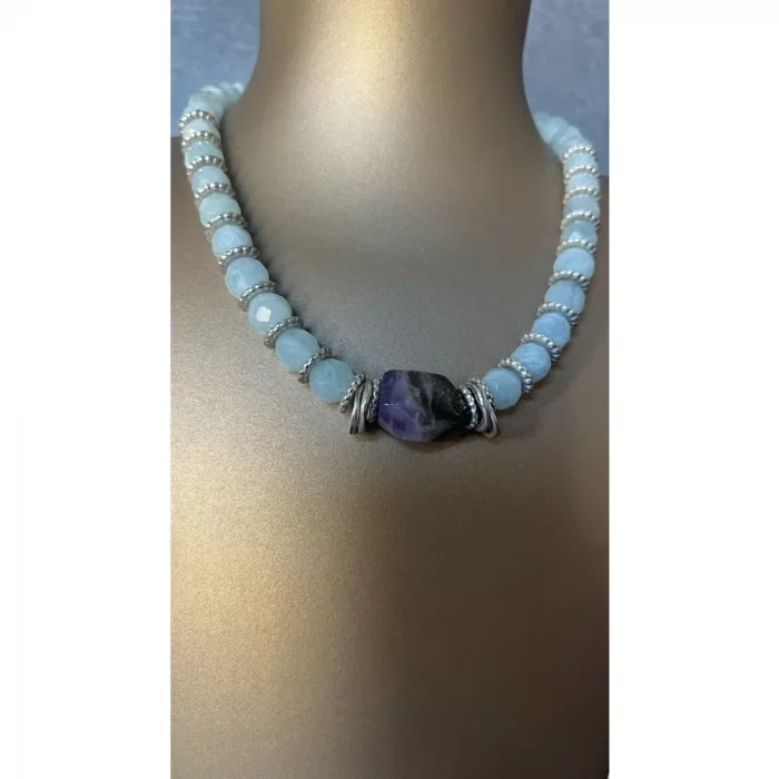 Aquamarine Ametist Kolye