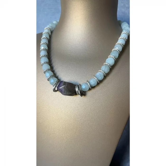 Aquamarine Ametist Kolye