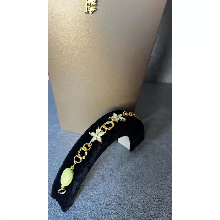 Havlit Taşı Mineli Sedef Çiçek Zincir Kolye ve Bileklik