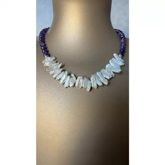 Sakız İnci Ametist Kolye